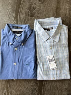 Tommy Hilfiger, NWT Michael Kors Long Sleeve Button Up Dress Shirts Size Med.
